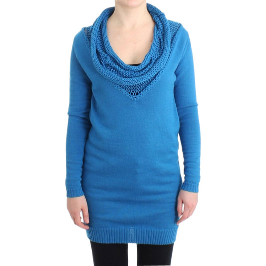 Costume National Cozy Scoop Neck Blue Knit Sweater Costume National