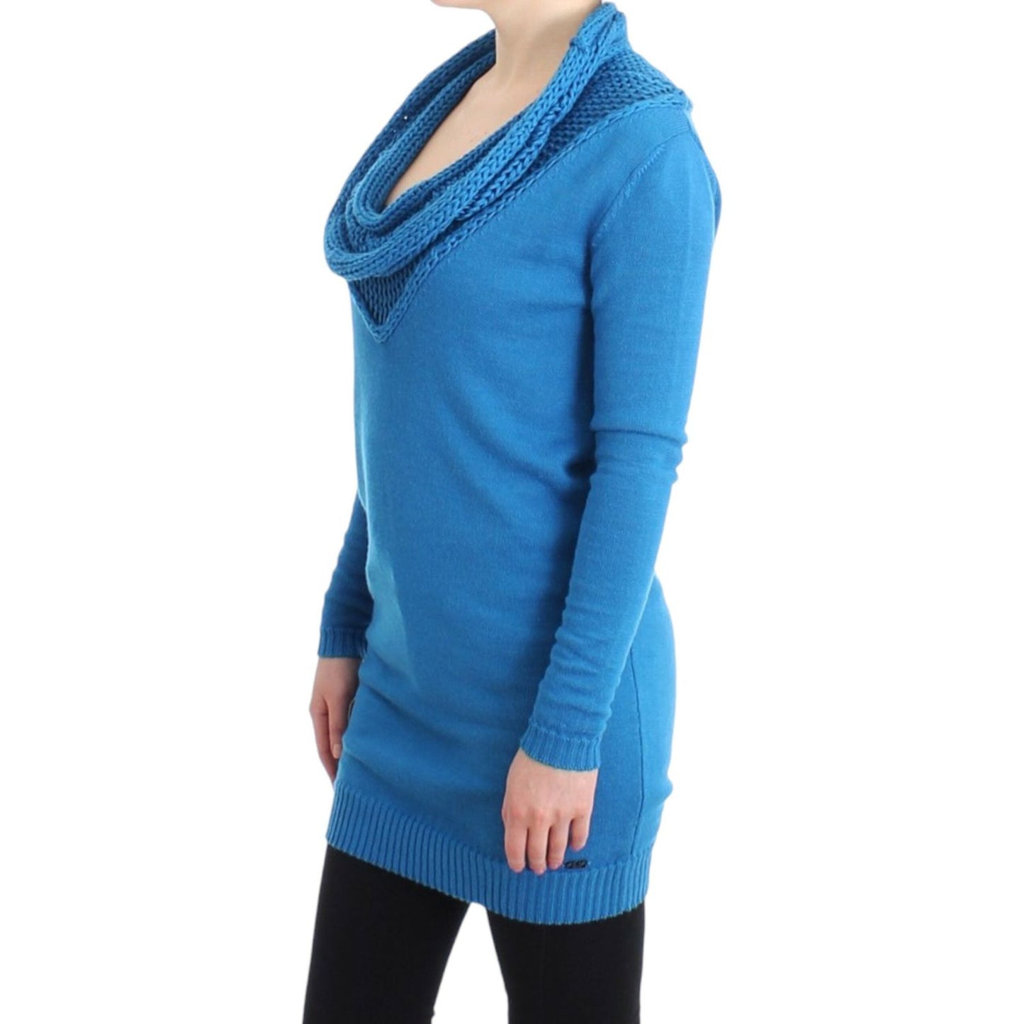 Costume National Cozy Scoop Neck Blue Knit Sweater Costume National