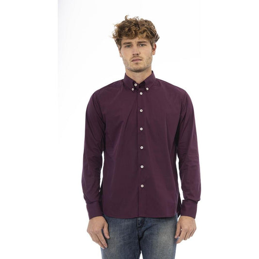 Baldinini Trend Burgundy Cotton Men Shirt Baldinini Trend