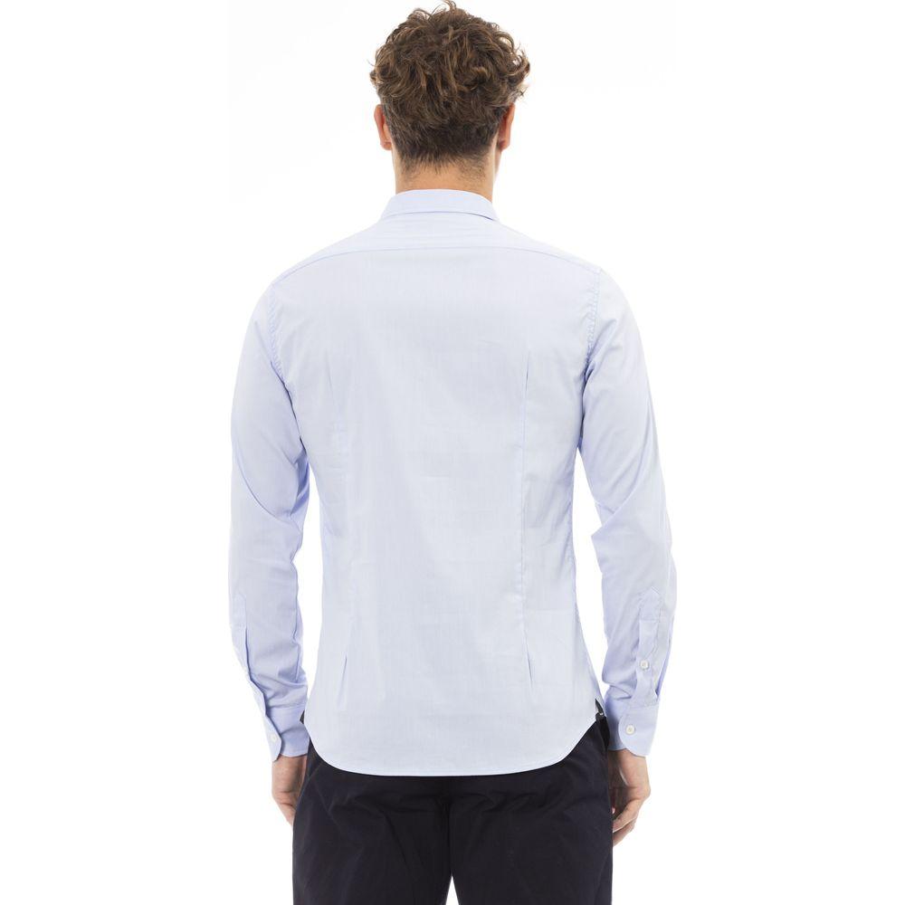 Baldinini Trend Light Blue Cotton Men Shirt Baldinini Trend