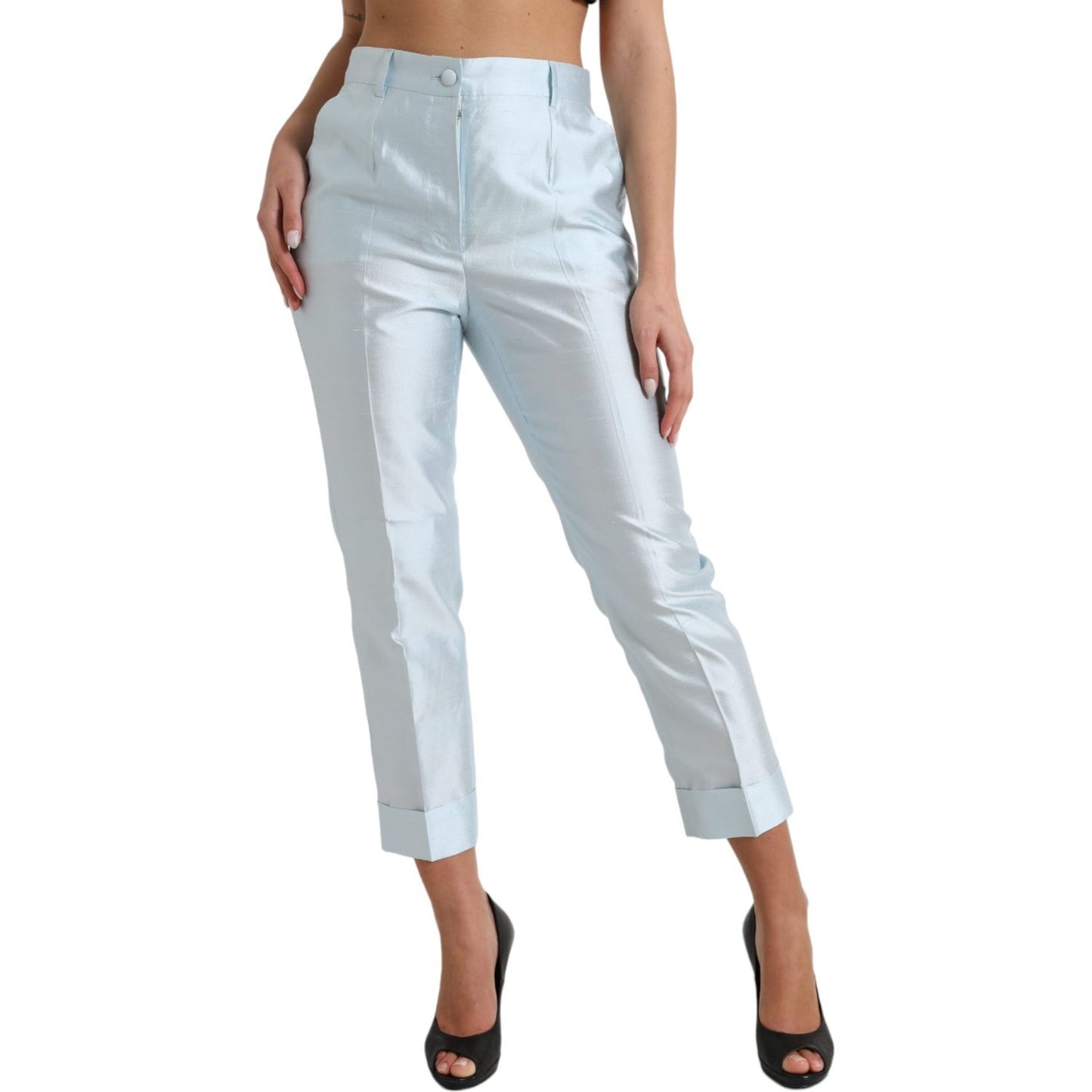 Dolce & Gabbana Chic Sky Blue High Waist Cropped Pants Dolce & Gabbana