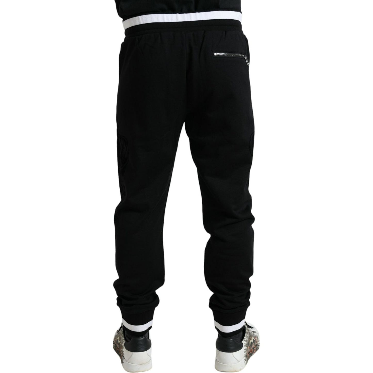 Dolce & Gabbana Elegant Black and White Cotton Joggers Dolce & Gabbana