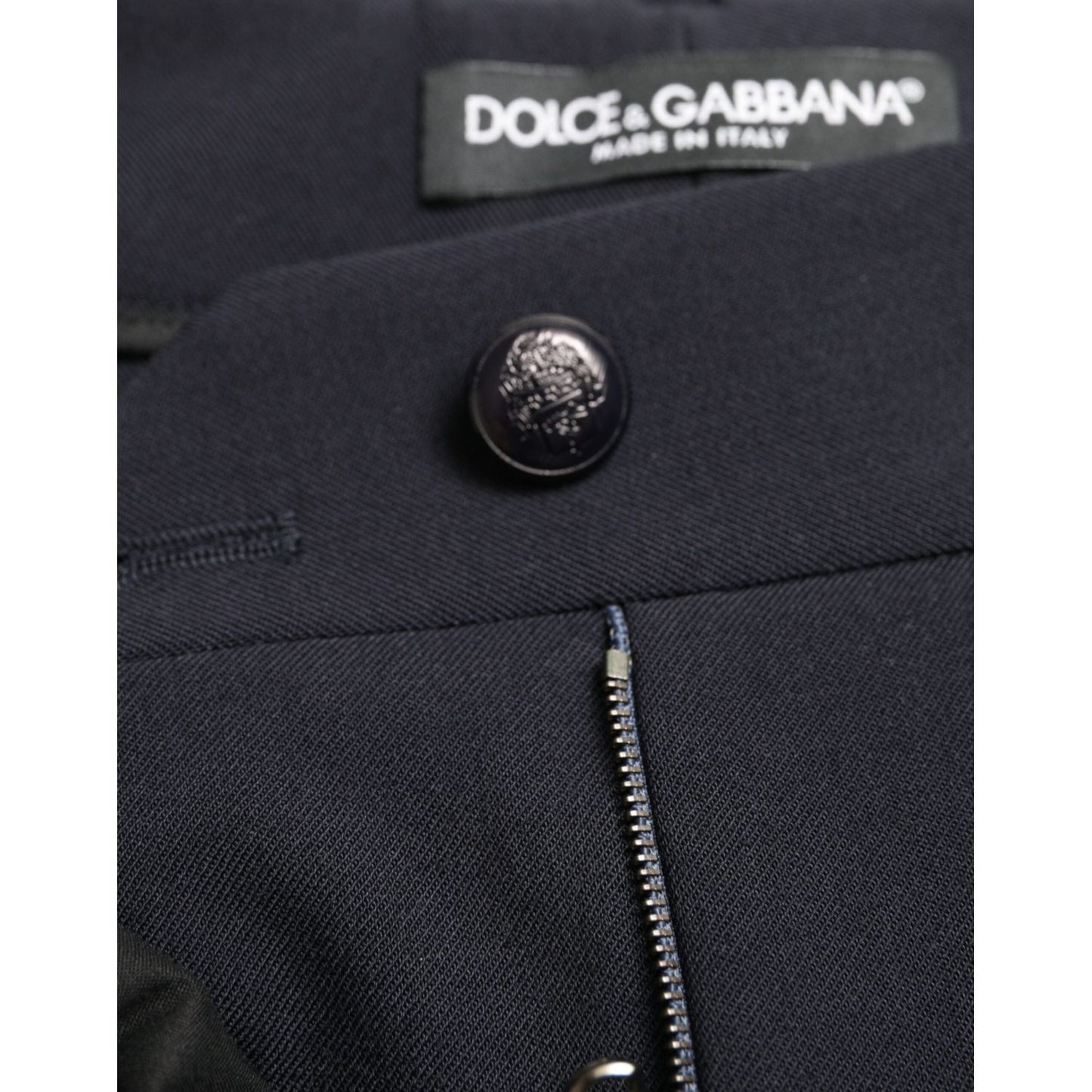 Dolce & Gabbana Elegant Mid Waist Tapered Pants in Blue Dolce & Gabbana