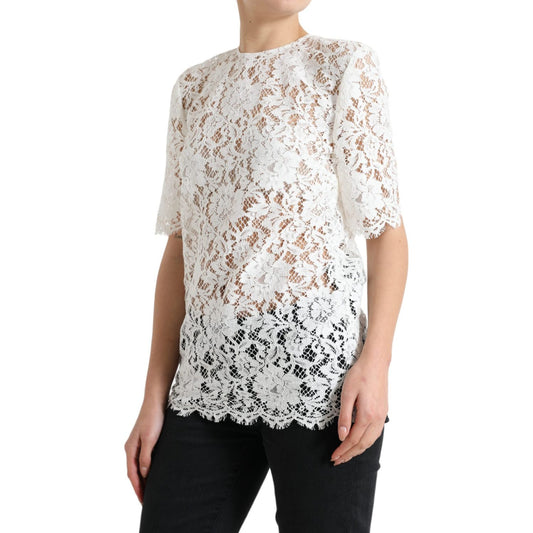 Dolce & Gabbana Elegant White Lace Blouse Dolce & Gabbana