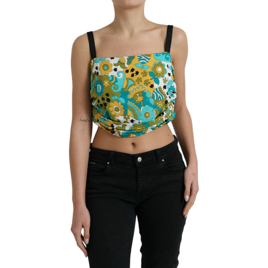 Dolce & Gabbana Elegant Floral Silk Blend Cropped Tank Top Dolce & Gabbana