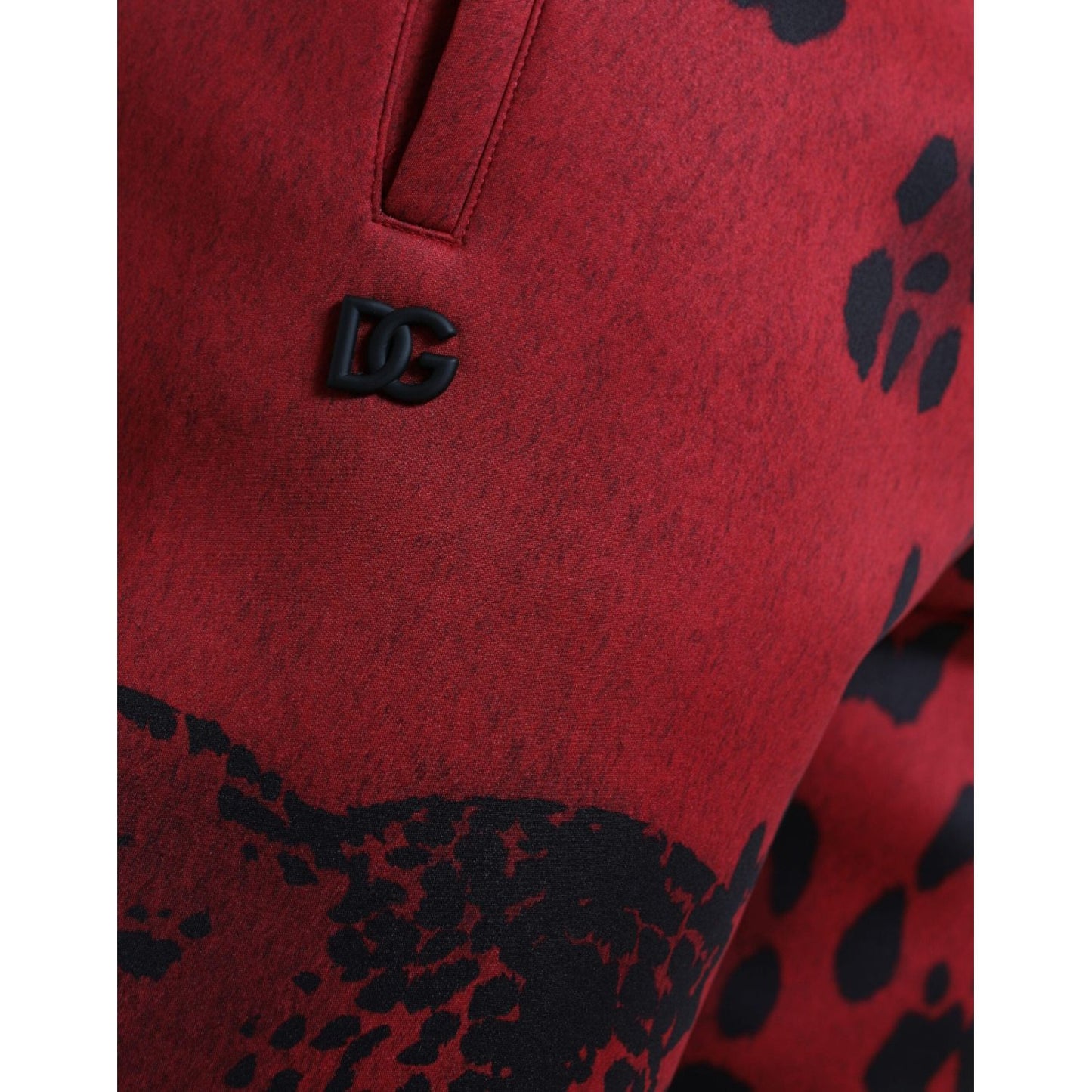 Dolce & Gabbana Elegant Leopard Print Joggers in Red and Black Dolce & Gabbana