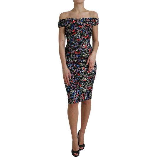 Dolce & Gabbana Elegant Floral Sheath Off Shoulder Dress Dolce & Gabbana