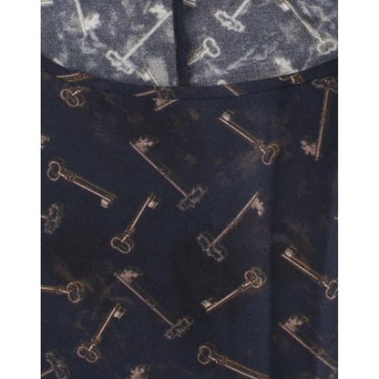 Dolce & Gabbana Blue gold key print silk blouse 1728,67345645728,Blue,Clothing,Dolce & Gabbana,IT42|M,Material: 100% Silk,New with tags,T-Shirts - Clothing,T-Shirts - T-Shirts - Clothing,Tops & T-Shirts - Women - Clothing,Women,Women - Clothing