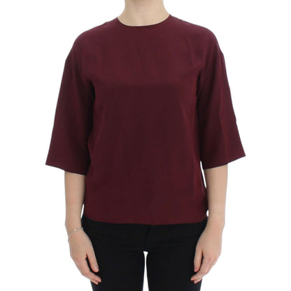 Dolce & Gabbana Red 3/4 sleeve silk blouse 1728,67345645728,Clothing,Dolce & Gabbana,IT36|XXS,Material: 100% Silk,New with tags,Red,T-Shirts - Clothing,T-Shirts - T-Shirts - Clothing,Tops & T-Shirts - Women - Clothing,Women,Women - Clothing
