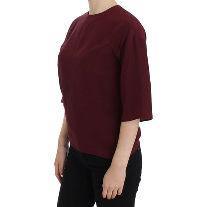Dolce & Gabbana Red 3/4 sleeve silk blouse 1728,67345645728,Clothing,Dolce & Gabbana,IT36|XXS,Material: 100% Silk,New with tags,Red,T-Shirts - Clothing,T-Shirts - T-Shirts - Clothing,Tops & T-Shirts - Women - Clothing,Women,Women - Clothing