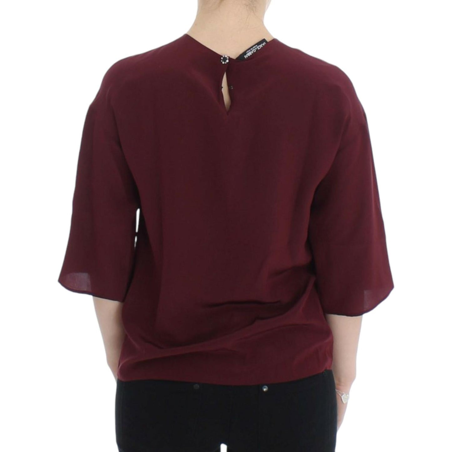 Dolce & Gabbana Red 3/4 sleeve silk blouse 1728,67345645728,Clothing,Dolce & Gabbana,IT36|XXS,Material: 100% Silk,New with tags,Red,T-Shirts - Clothing,T-Shirts - T-Shirts - Clothing,Tops & T-Shirts - Women - Clothing,Women,Women - Clothing