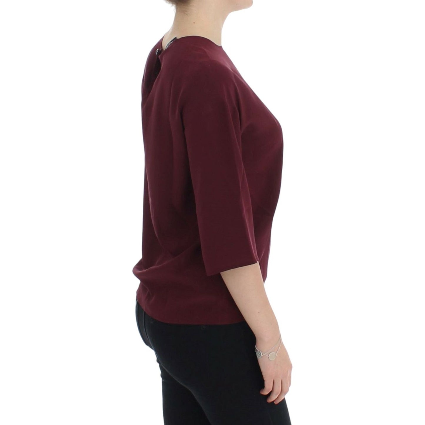 Dolce & Gabbana Red 3/4 sleeve silk blouse 1728,67345645728,Clothing,Dolce & Gabbana,IT36|XXS,Material: 100% Silk,New with tags,Red,T-Shirts - Clothing,T-Shirts - T-Shirts - Clothing,Tops & T-Shirts - Women - Clothing,Women,Women - Clothing