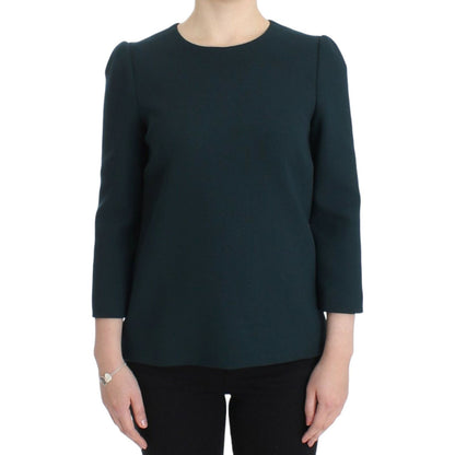 Dolce & Gabbana Green 3/4 sleeve wool blouse 1% Silk,1728,67345645728,Blouses - Shirts - Clothing,Clothing,Dolce & Gabbana,Green,IT40|S,Material: 99% Wool,New with tags,Shirts - Clothing,Tops & T-Shirts - Women - Clothing,Women,Women - Clothing