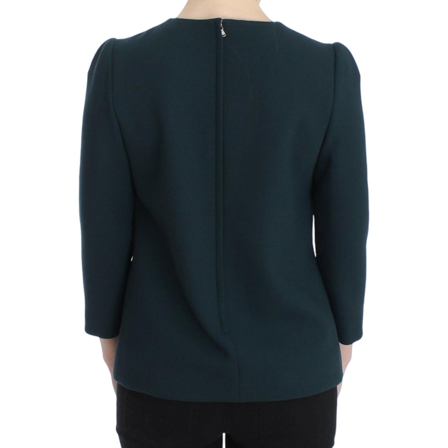 Dolce & Gabbana Green 3/4 sleeve wool blouse 1% Silk,1728,67345645728,Blouses - Shirts - Clothing,Clothing,Dolce & Gabbana,Green,IT40|S,Material: 99% Wool,New with tags,Shirts - Clothing,Tops & T-Shirts - Women - Clothing,Women,Women - Clothing