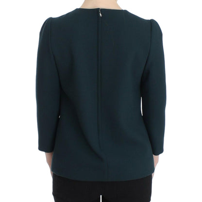 Dolce & Gabbana Green 3/4 sleeve wool blouse 1% Silk,1728,67345645728,Blouses - Shirts - Clothing,Clothing,Dolce & Gabbana,Green,IT40|S,Material: 99% Wool,New with tags,Shirts - Clothing,Tops & T-Shirts - Women - Clothing,Women,Women - Clothing