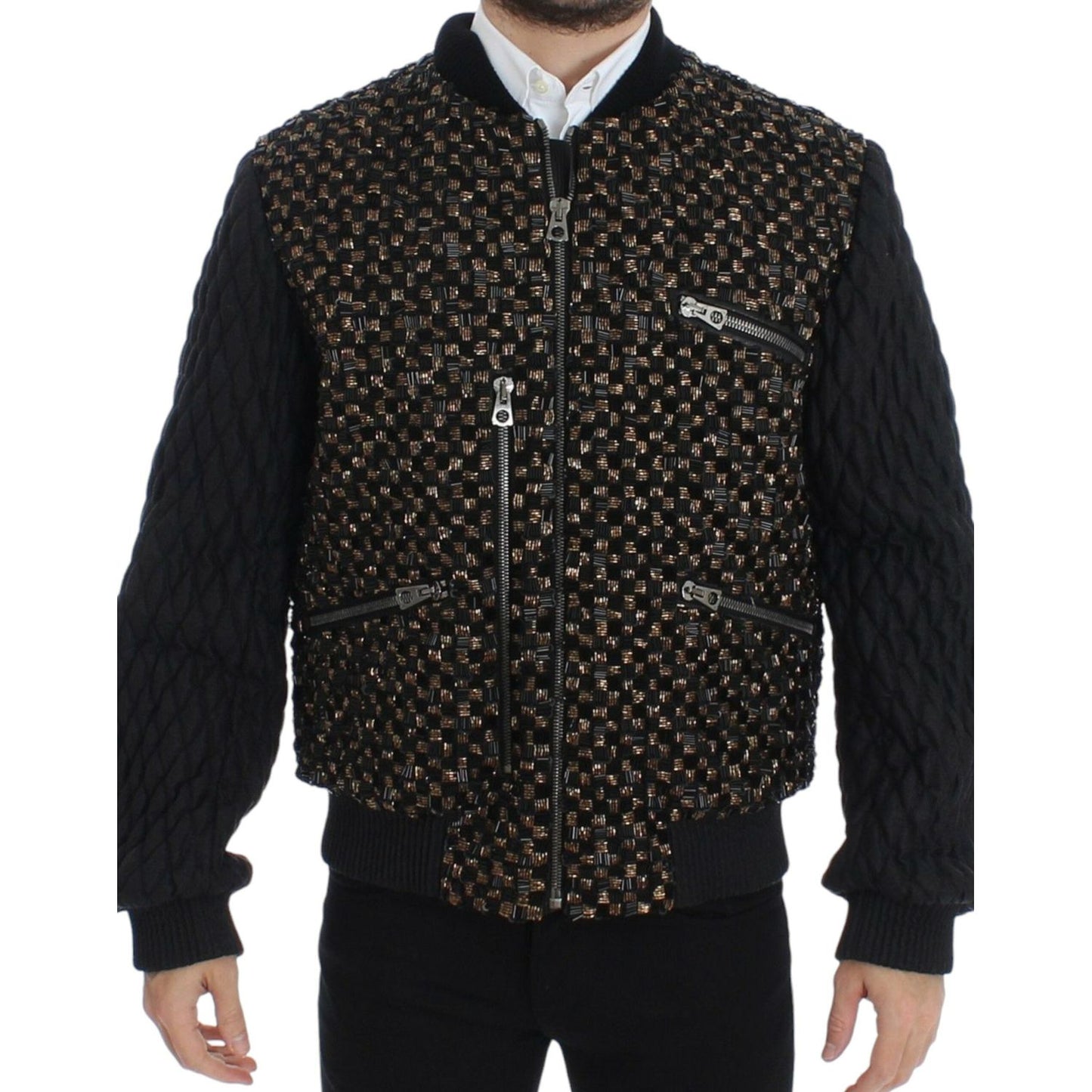 Dolce & Gabbana Elegant Black Sequined Designer Jacket Coats & Jackets Dolce & Gabbana