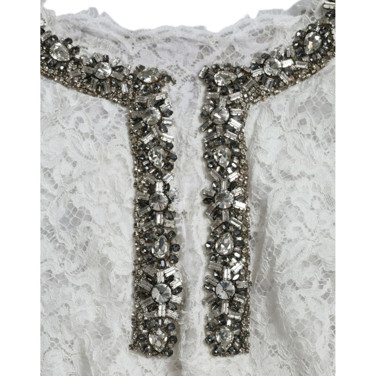 Dolce & Gabbana Elegant White Shift Dress with Crystal Embellishment Dolce & Gabbana