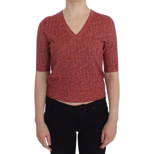 Dolce & Gabbana Red Wool Tweed Short Sleeve Sweater Pullover 1728,67345645728,Clothing,Dolce & Gabbana,IT38,Material: 100% Wool,New with tags,Red,Sweaters - Clothing,Sweaters - Women - Clothing,Sweatshirts - Sweaters - Clothing,Women,Women - Clothing