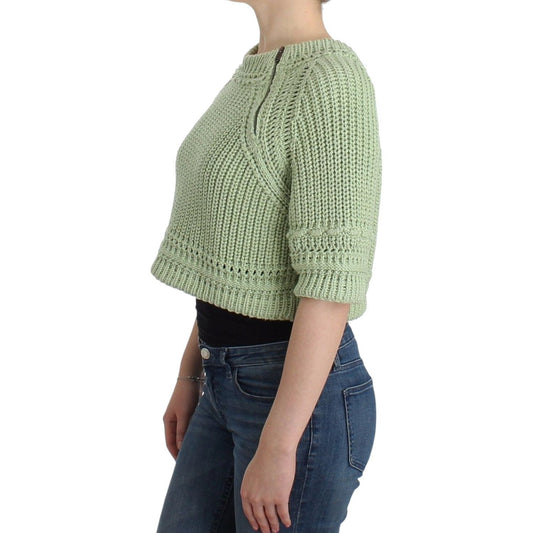 Ermanno Scervino Chic Green Cropped Cotton Sweater Ermanno Scervino