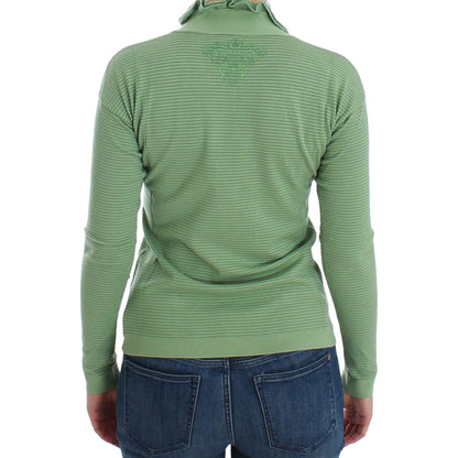 Ermanno Scervino Green Wool Blend Striped Long Sleeve Sweater (Final 100% Silk),1728,29% Viscose,33% Wool,67345645728,Clothing,Ermanno Scervino,Green,IT42 | S,IT44 | M,IT46 | L,Material: 38% Nylon,New with tags,Sweaters - Clothing,Sweaters - Women - Cloth