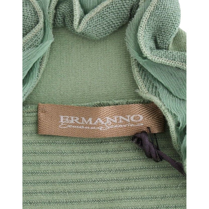 Ermanno Scervino Green Wool Blend Striped Long Sleeve Sweater (Final 100% Silk),1728,29% Viscose,33% Wool,67345645728,Clothing,Ermanno Scervino,Green,IT42 | S,IT44 | M,IT46 | L,Material: 38% Nylon,New with tags,Sweaters - Clothing,Sweaters - Women - Cloth
