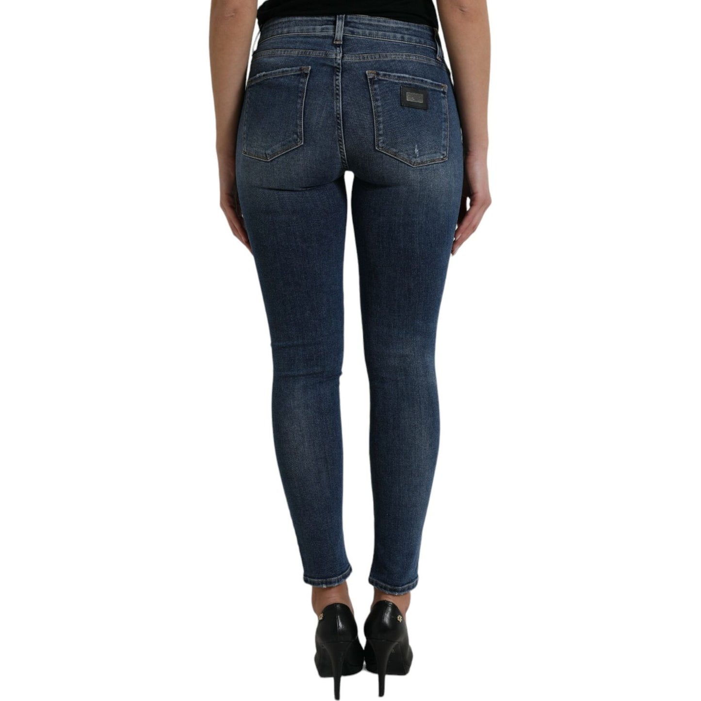 Dolce & Gabbana Elegant Mid Waist Stretch Jeans in Blue Dolce & Gabbana