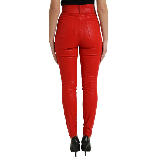 Dolce & Gabbana Elegant High-Waist Stretch Denim in Red Dolce & Gabbana