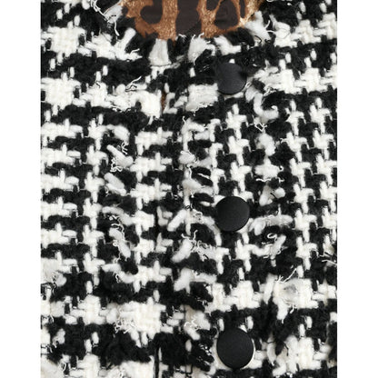 Dolce & Gabbana Black White Houndstooth Trench Coat Jacket 1728,67345645728,Black and White,Clothing,Dolce & Gabbana,IT40|S,Jackets & Coats - Clothing,Jackets & Coats - Women - Clothing,Material: 59% Acrylic 22% Cotton 10% Wool 6% Polyester 3% Other Fiber