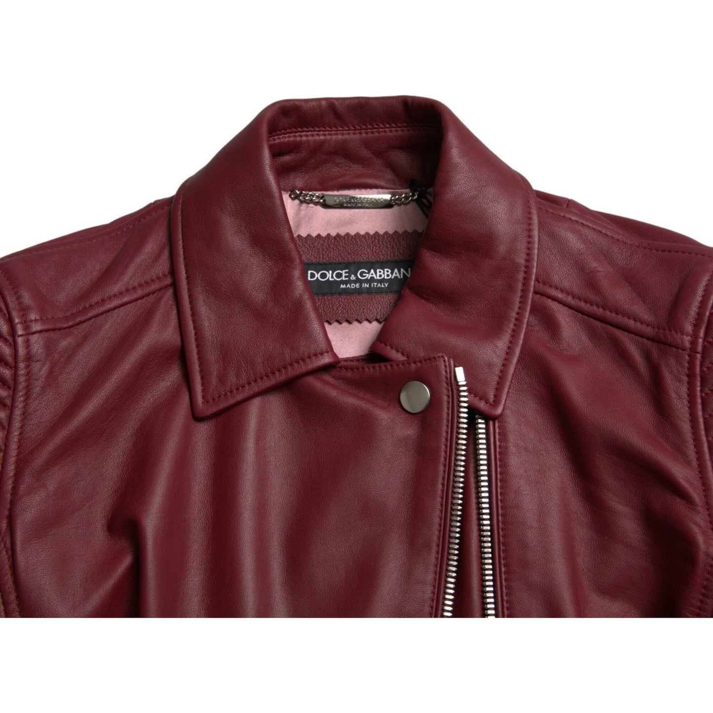 Dolce & Gabbana Bordeaux Biker Leather Jacket Dolce & Gabbana