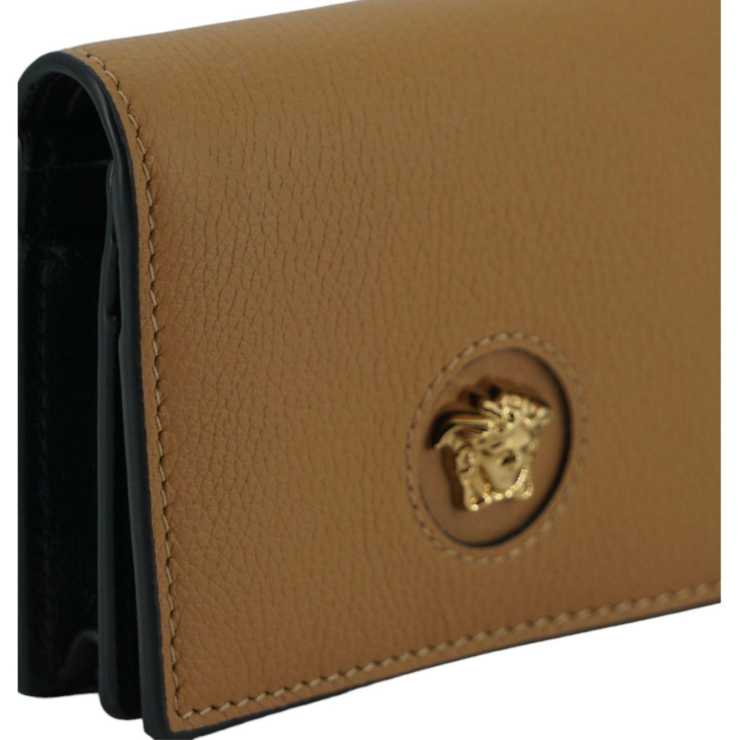 Versace Elegant Compact Leather Wallet in Brown Versace