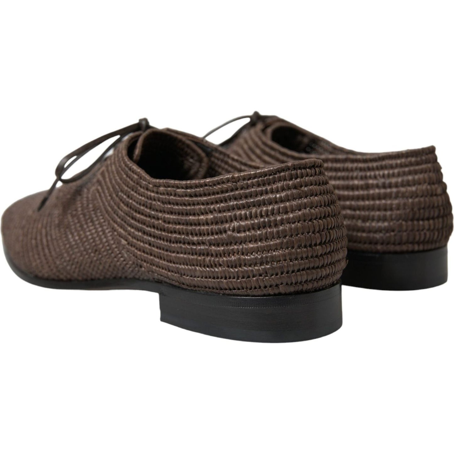 Dolce & Gabbana Elegant Raffia Upper Derby Shoes - Lace Up in Brown Dolce & Gabbana