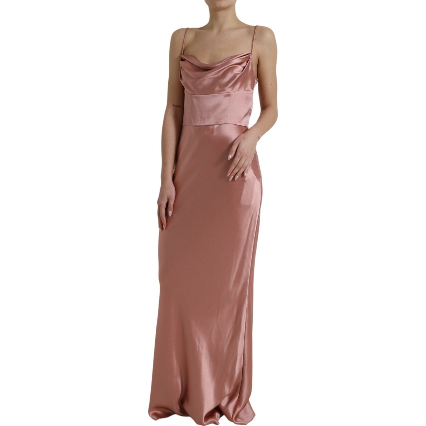 Dolce & Gabbana Elegant Long Silk Gown in Pink Dolce & Gabbana