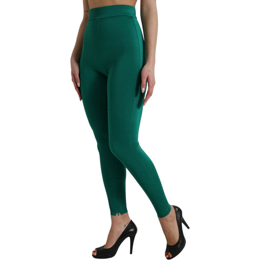 Dolce & Gabbana Green High Waist Designer Leggings Dolce & Gabbana