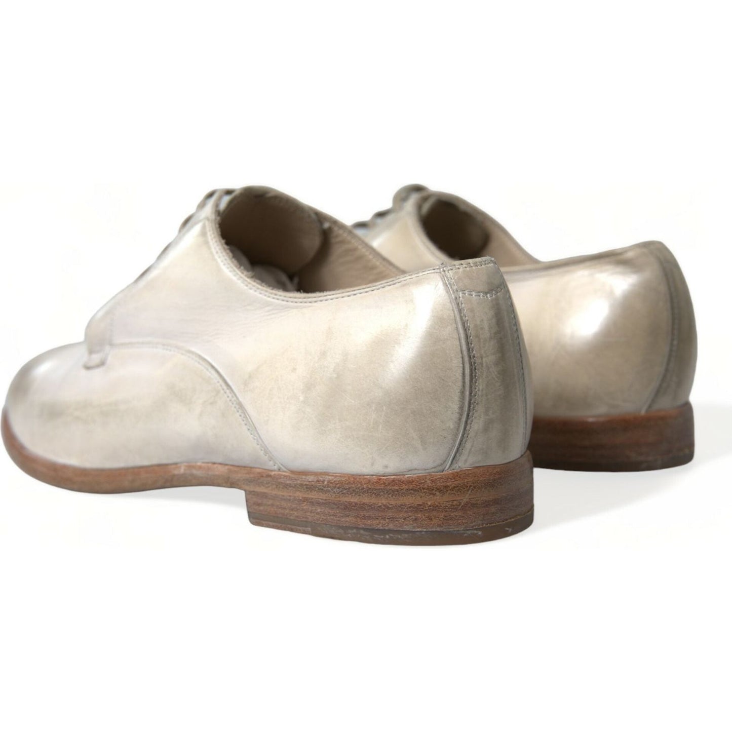 Dolce & Gabbana Elegant White Calfskin Derby Shoes Dolce & Gabbana