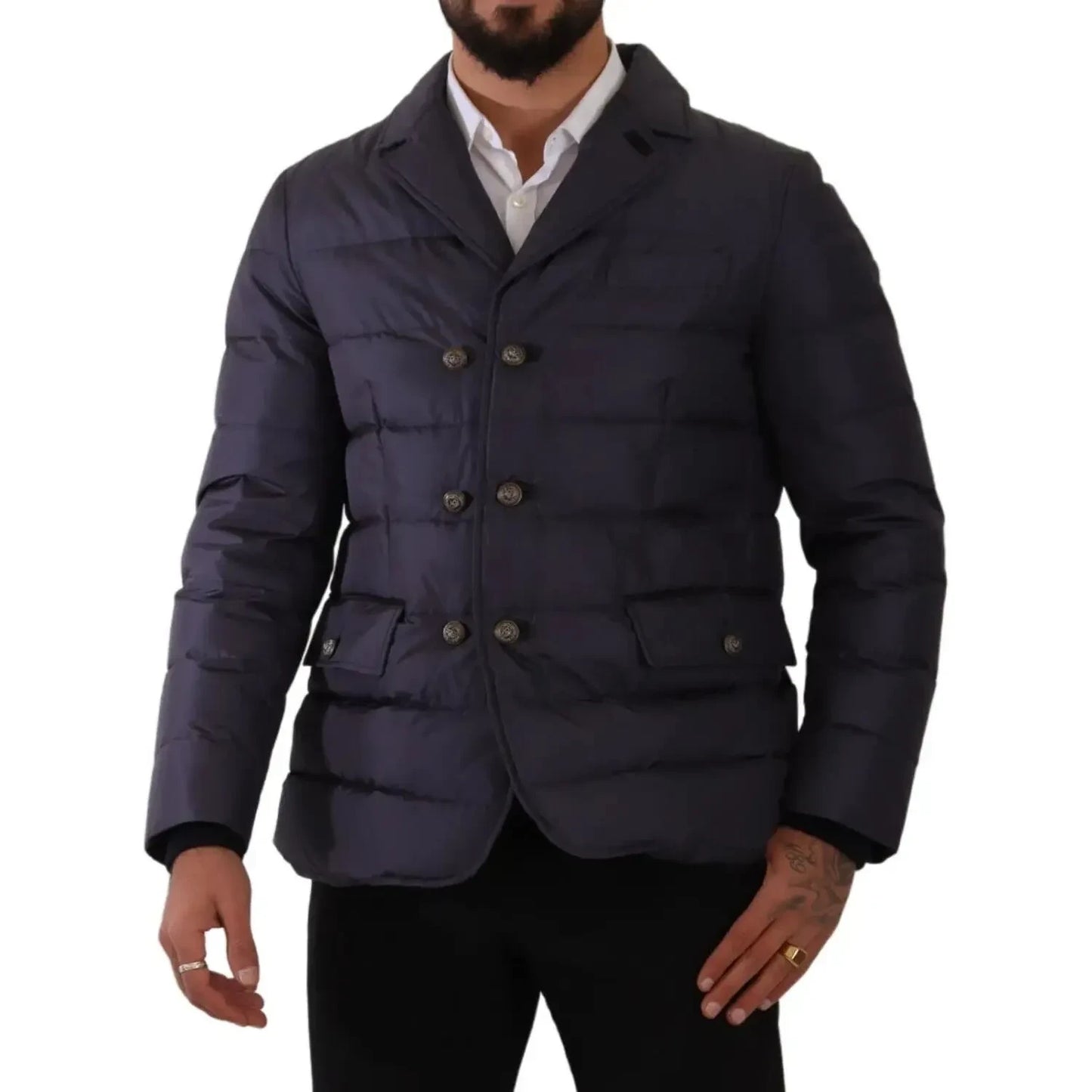 Dolce & Gabbana Blue Silk Goat Coat Blouson Winter Jacket 10% Goatskin,1728,67345645728,Blue,Bombers - Jackets & Coats - Clothing,Clothing,Dolce & Gabbana,IT44 | XS,IT46 | S,IT48 | M,IT52 | L,IT54 | XL,IT56 | XL,Jackets & Coats - Clothing,Jackets - Men -