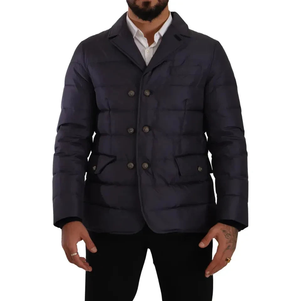 Dolce & Gabbana Blue Silk Goat Coat Blouson Winter Jacket 10% Goatskin,1728,67345645728,Blue,Bombers - Jackets & Coats - Clothing,Clothing,Dolce & Gabbana,IT44 | XS,IT46 | S,IT48 | M,IT52 | L,IT54 | XL,IT56 | XL,Jackets & Coats - Clothing,Jackets - Men -