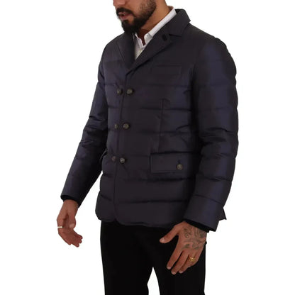 Dolce & Gabbana Blue Silk Goat Coat Blouson Winter Jacket 10% Goatskin,1728,67345645728,Blue,Bombers - Jackets & Coats - Clothing,Clothing,Dolce & Gabbana,IT44 | XS,IT46 | S,IT48 | M,IT52 | L,IT54 | XL,IT56 | XL,Jackets & Coats - Clothing,Jackets - Men -