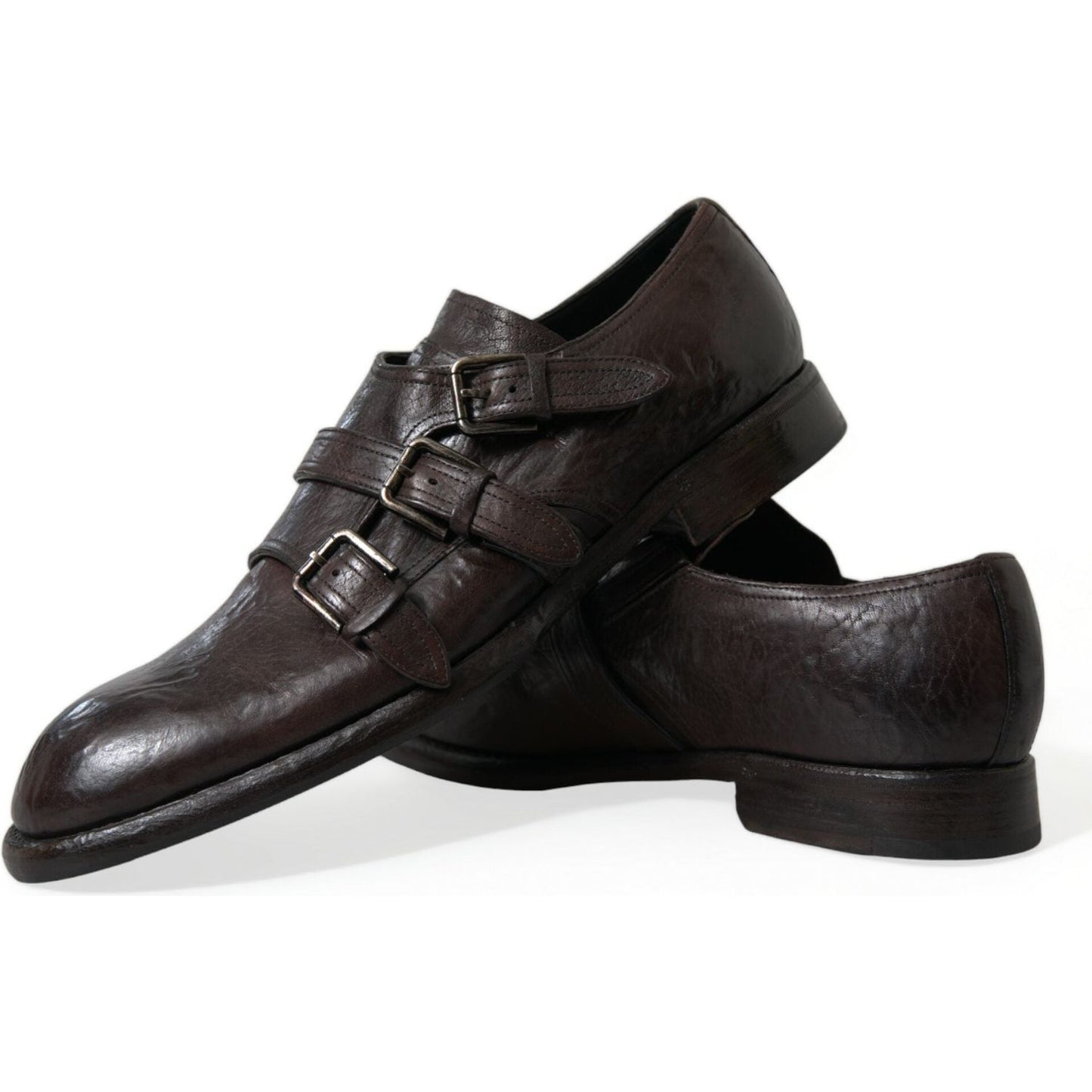 Dolce & Gabbana Elegant Triple Buckle Leather Dress Shoes Dolce & Gabbana