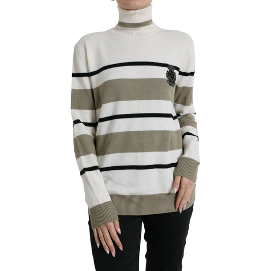 Dolce & Gabbana Italian Striped Wool Turtleneck Sweater Dolce & Gabbana