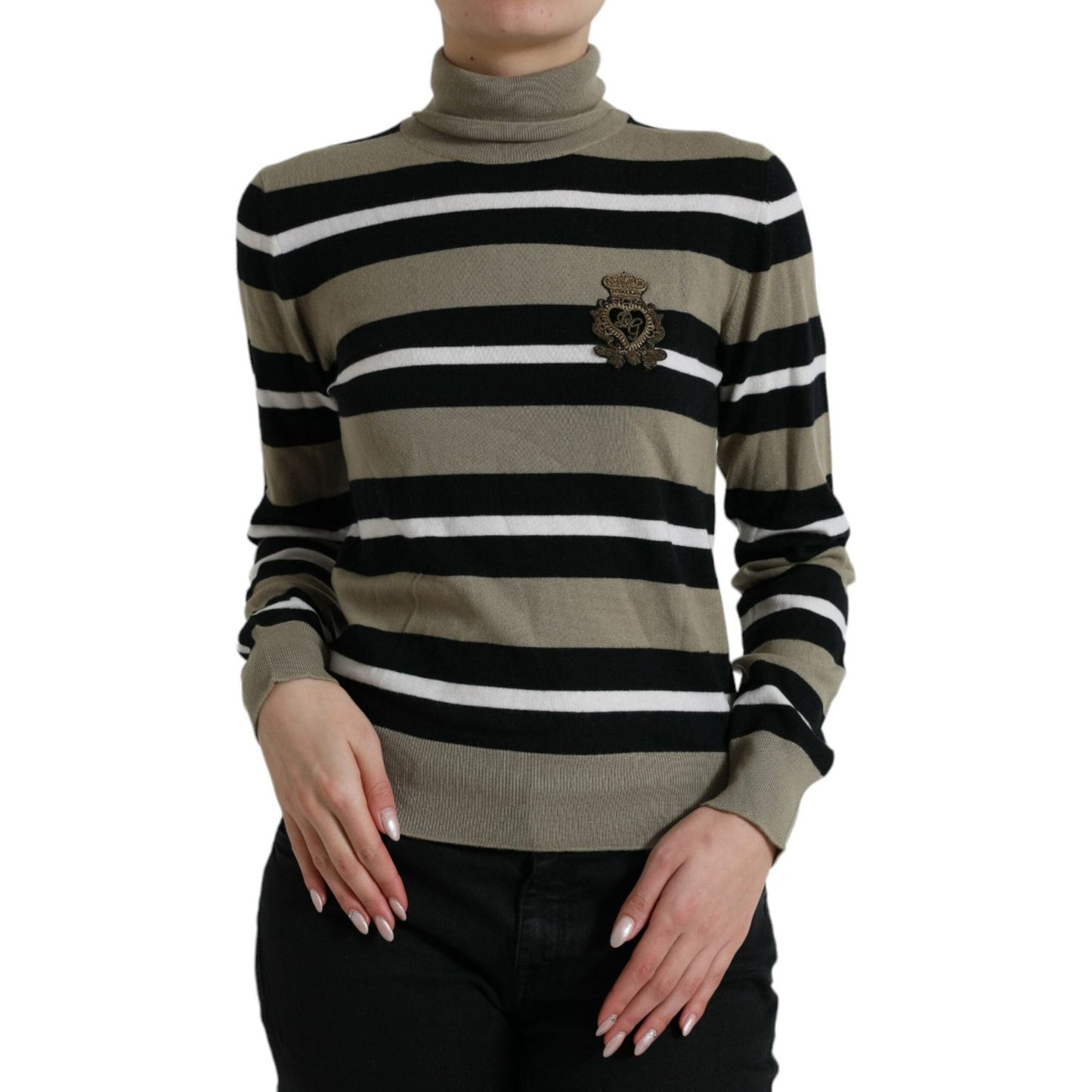 Dolce & Gabbana Elegant Striped Turtleneck Wool Sweater Dolce & Gabbana