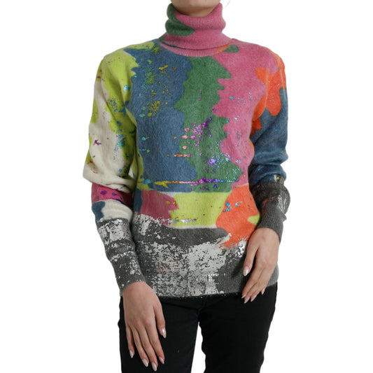Dolce & Gabbana Multicolor Mohair Turtleneck Pullover Sweater 1728,67345645728,Clothing,Dolce & Gabbana,IT40|S,IT42|M,Material: 66% Mohair 29% Nylon 5% Wool,Multicolor,New with tags,Sweaters - Clothing,Sweaters - Women - Clothing,Turtlenecks - Sweaters -