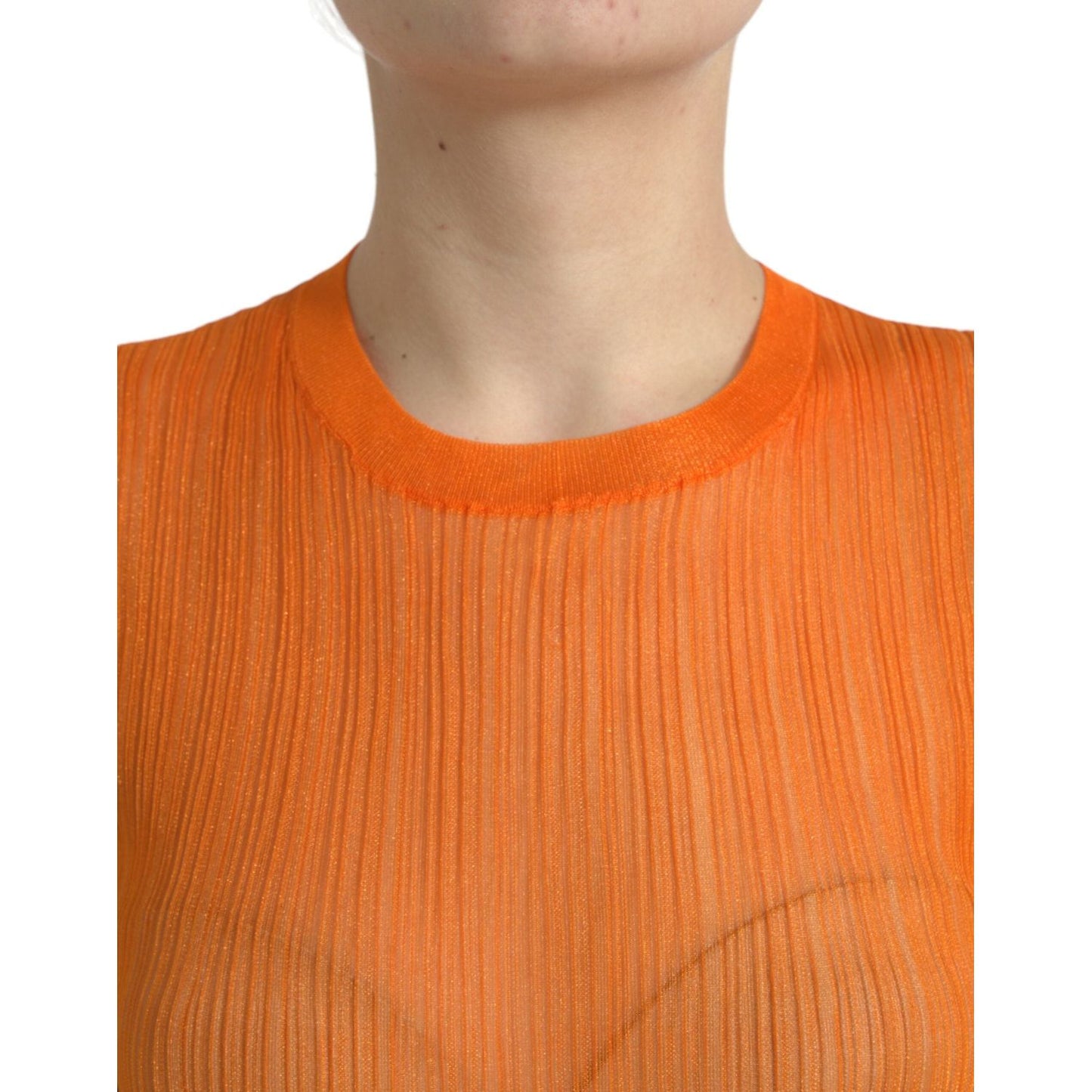 Dolce & Gabbana Chic Orange Crew Neck Tank Top Dolce & Gabbana