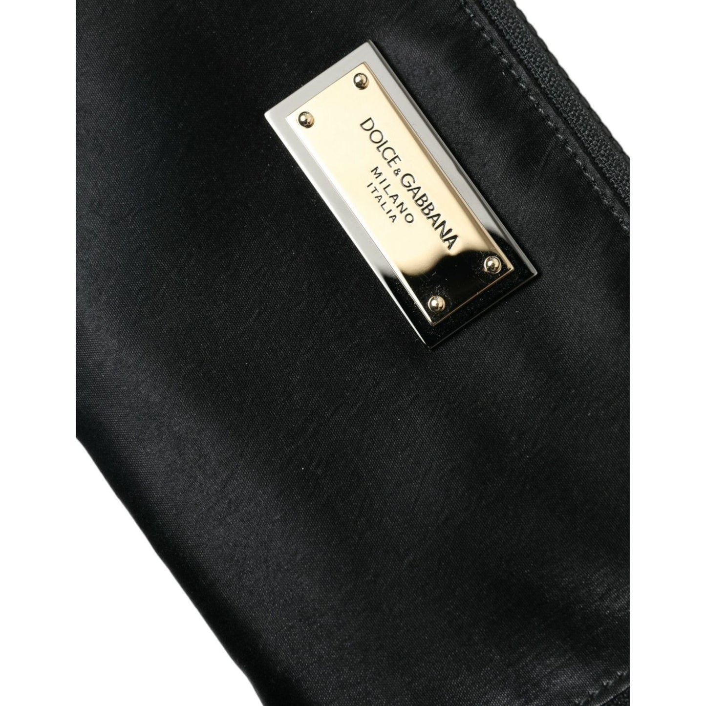 Dolce & Gabbana Elite Black Nylon & Leather Pouch with Logo Detail Dolce & Gabbana