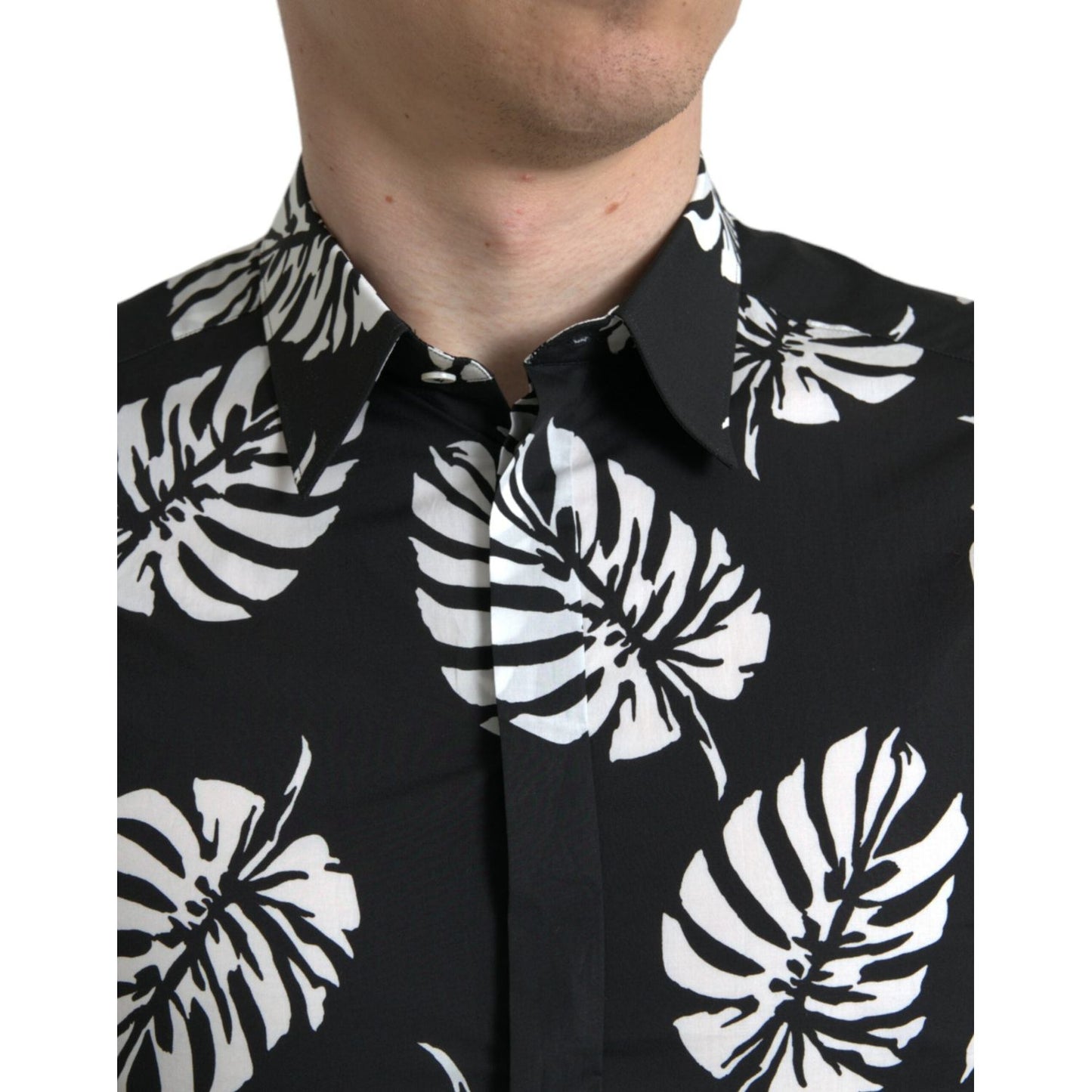 Dolce & Gabbana Elegant Leaf Print Slim Fit Dress Shirt Dolce & Gabbana