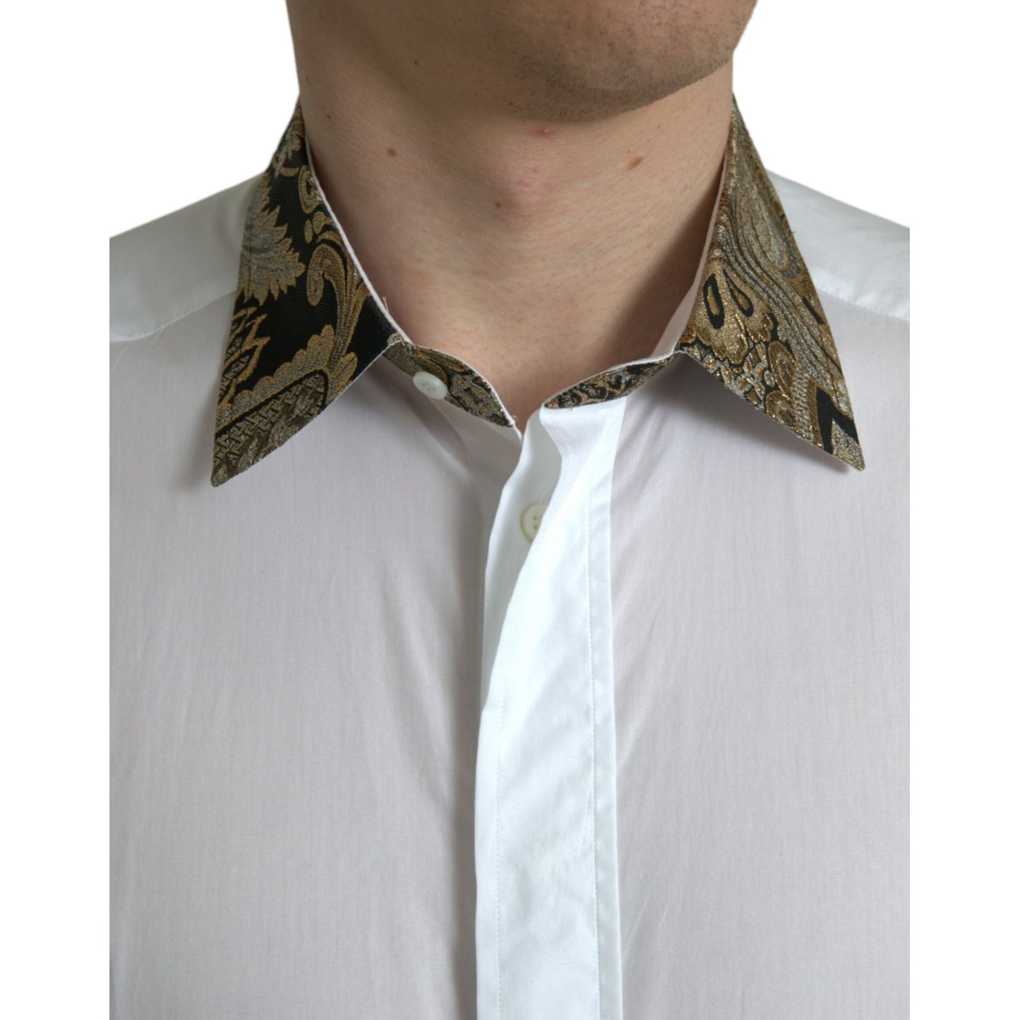 Dolce & Gabbana Elegant Gold Detail Dress Shirt Dolce & Gabbana