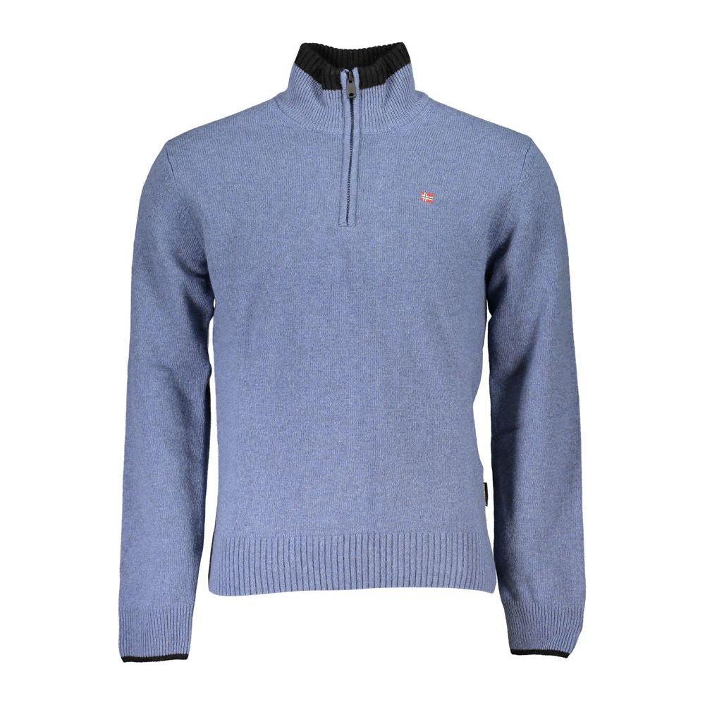 Napapijri Blue Fabric Men Sweater Napapijri