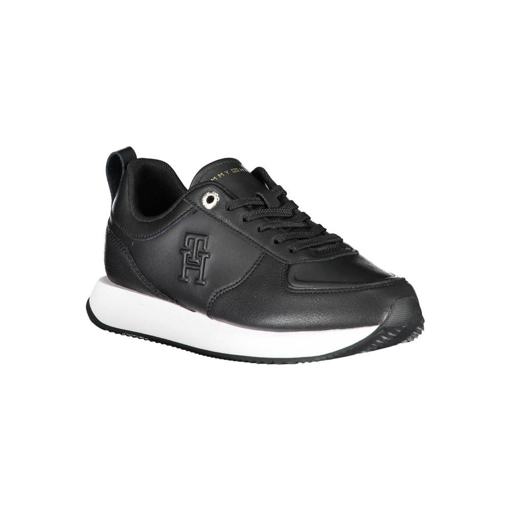 Tommy Hilfiger Black Leather Women Sneaker Tommy Hilfiger