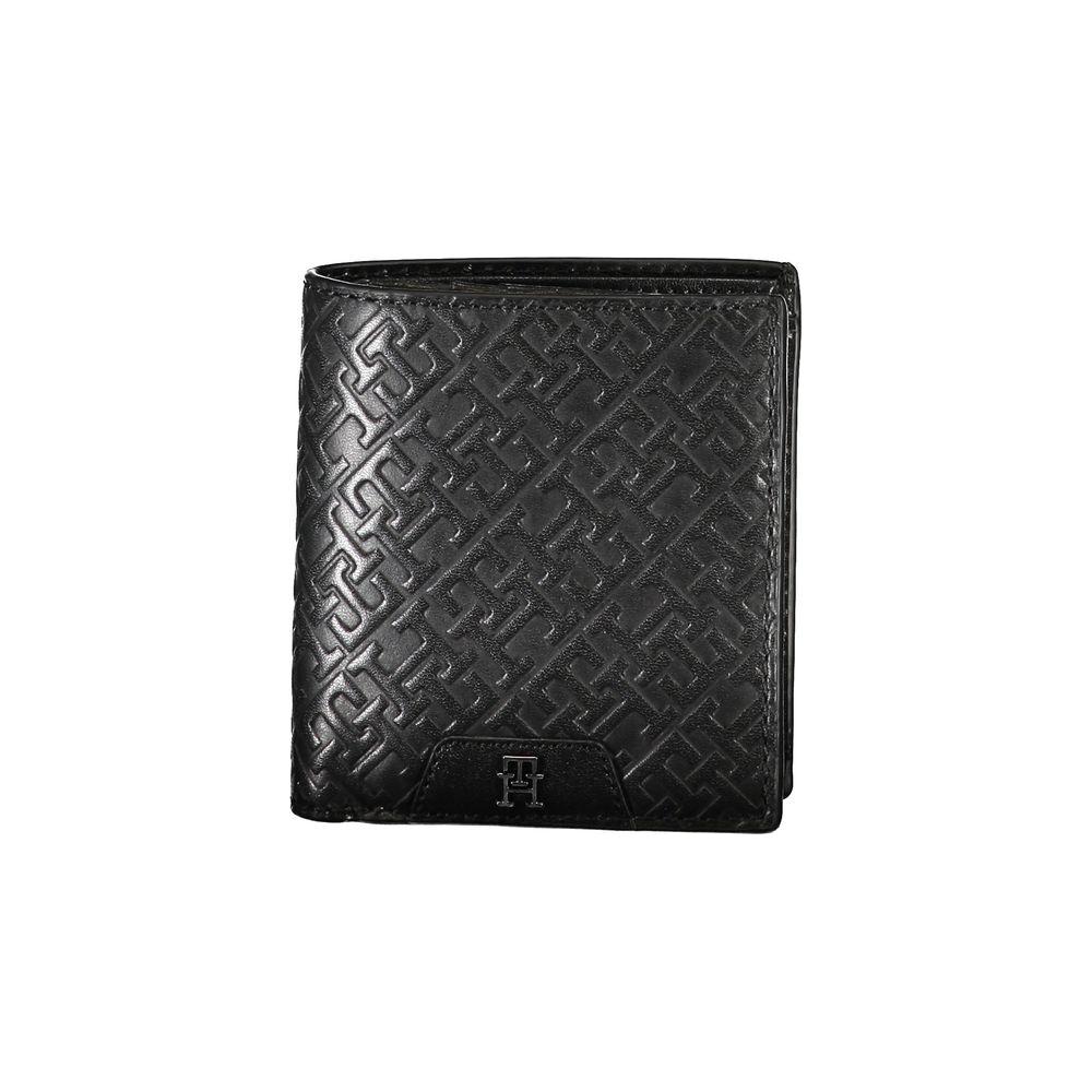 Tommy Hilfiger Sleek Black Leather Dual-Compartment Wallet Tommy Hilfiger