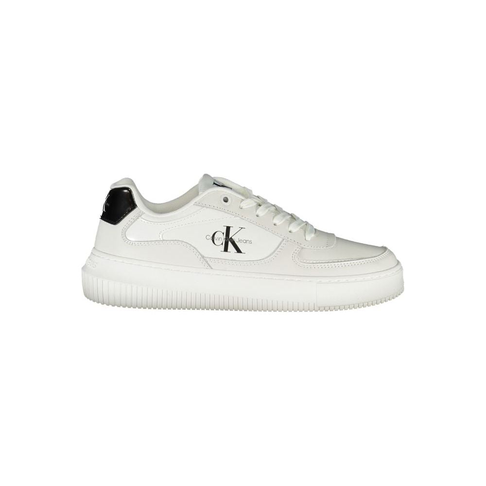 Calvin Klein Sleek White Lace-Up Sneakers with Contrast Details Calvin Klein