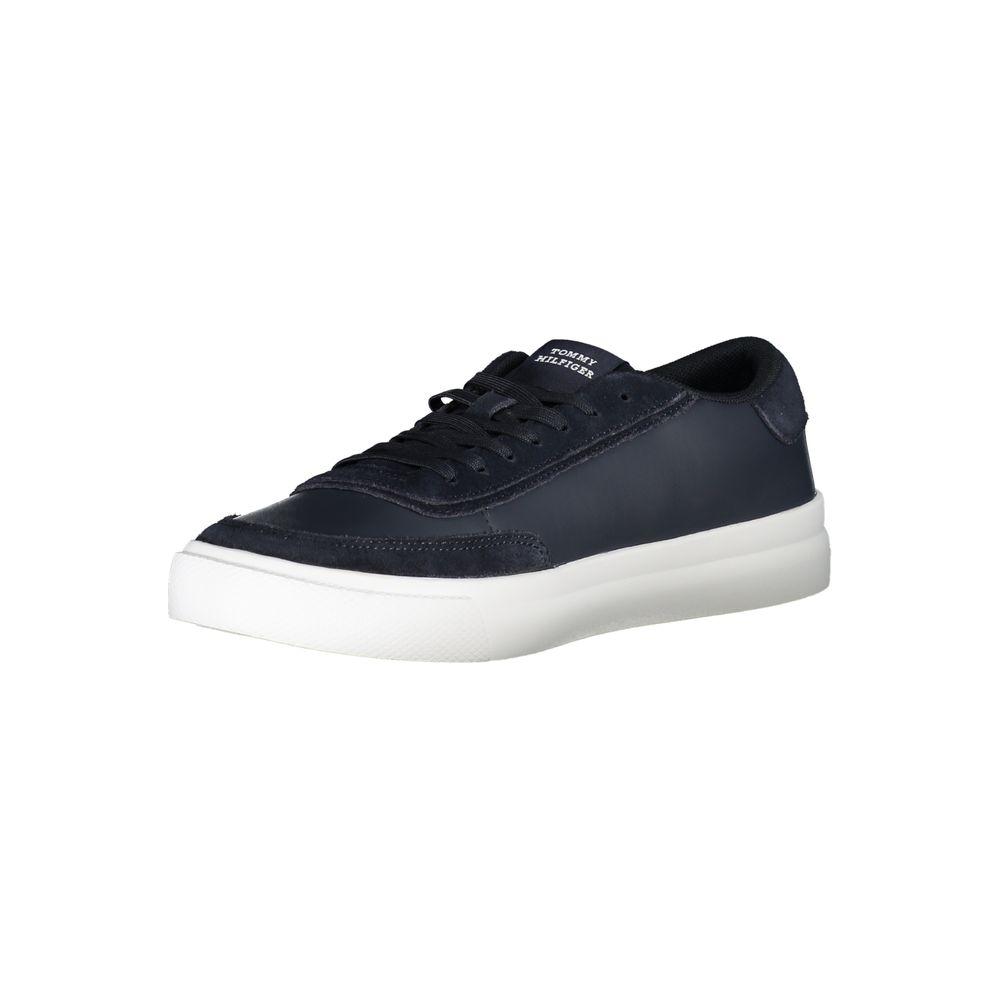 Tommy Hilfiger Sleek Blue Lace-Up Sneakers with Contrast Accents Tommy Hilfiger